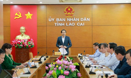 Ông Trịnh Xuân Trường, Chủ tịch UBND tỉnh tại cuộc họp ngày 29.11. Ảnh: Mạnh Dũng