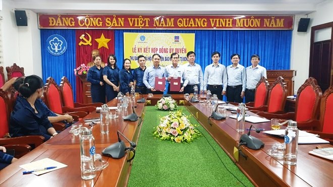 BHXH tỉnh Gia Lai ủy quyền và Công ty Bảo hiểm PVI Gia Lai đồng ý nhận ủy quyền thu BHXH tự nguyện, BHYT tự đóng. Ảnh: Thanh Tuấn