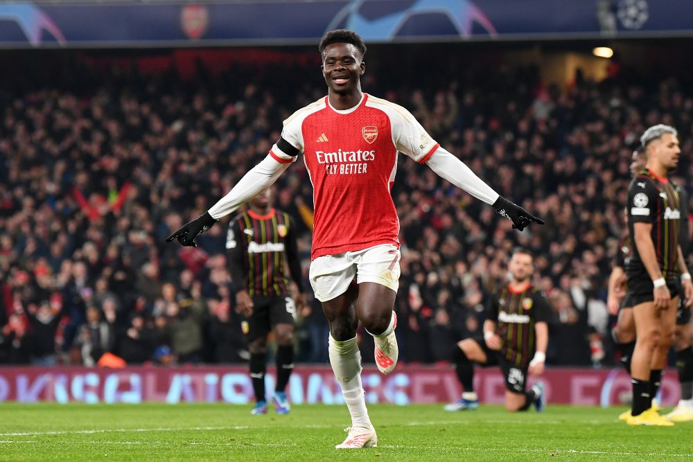 Bukayo Saka ghi bàn nâng tỉ số lên 3-0. Ảnh: Arsenal FC