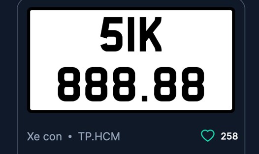 Biển số 51K-888.88 được trúng đấu giá 15,265 tỉ đồng. Ảnh chụp màn hình