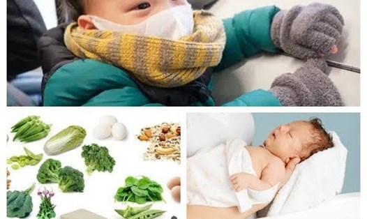 Giữ ấm cho trẻ và đảm bảo dinh dưỡng cân bằng rất quan trọng để chăm sóc trẻ ngày lạnh, tránh bị ốm. Đồ họa: Hương Giang
