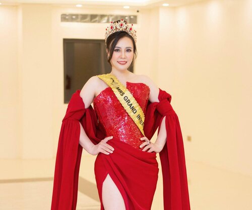Hoa hậu Phan Kim Oanh rạng rỡ trong đêm chung kết Mrs Grand International 2023. Ảnh: Nhân vật cung cấp