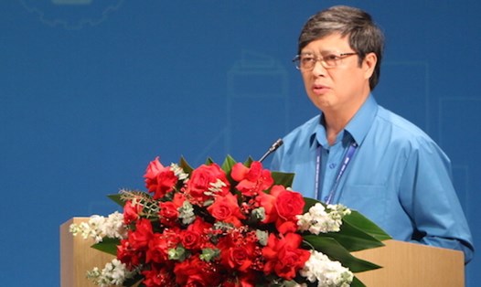 Ông Nguyễn Văn Cảnh - Chủ tịch LĐLĐ tỉnh Bắc Giang phát biểu tại Diễn đàn số 2. Ảnh: Hà Anh