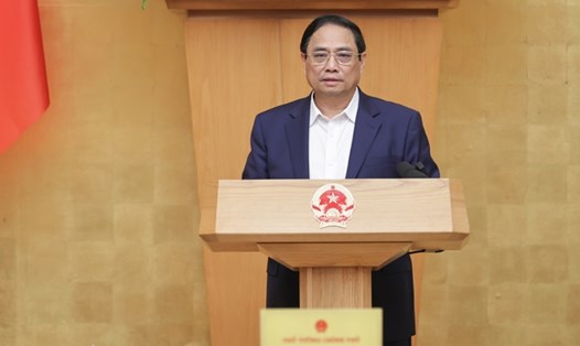 Thủ tướng Chính phủ Phạm Minh Chính phát biểu kết luận phiên họp Chính phủ thường kỳ tháng 10.2023. Ảnh: VGP