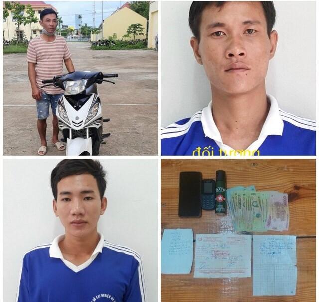 Các đối tượng trộm xe cùng tang vật tại Công an huyện Phước Long, tỉnh Bạc Liêu. Ảnh: Công an cung cấp