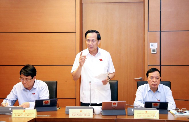 Bộ trưởng Đào Ngọc Dung phát biểu tại phiên thảo luận tổ. Ảnh: Phạm Đông. 