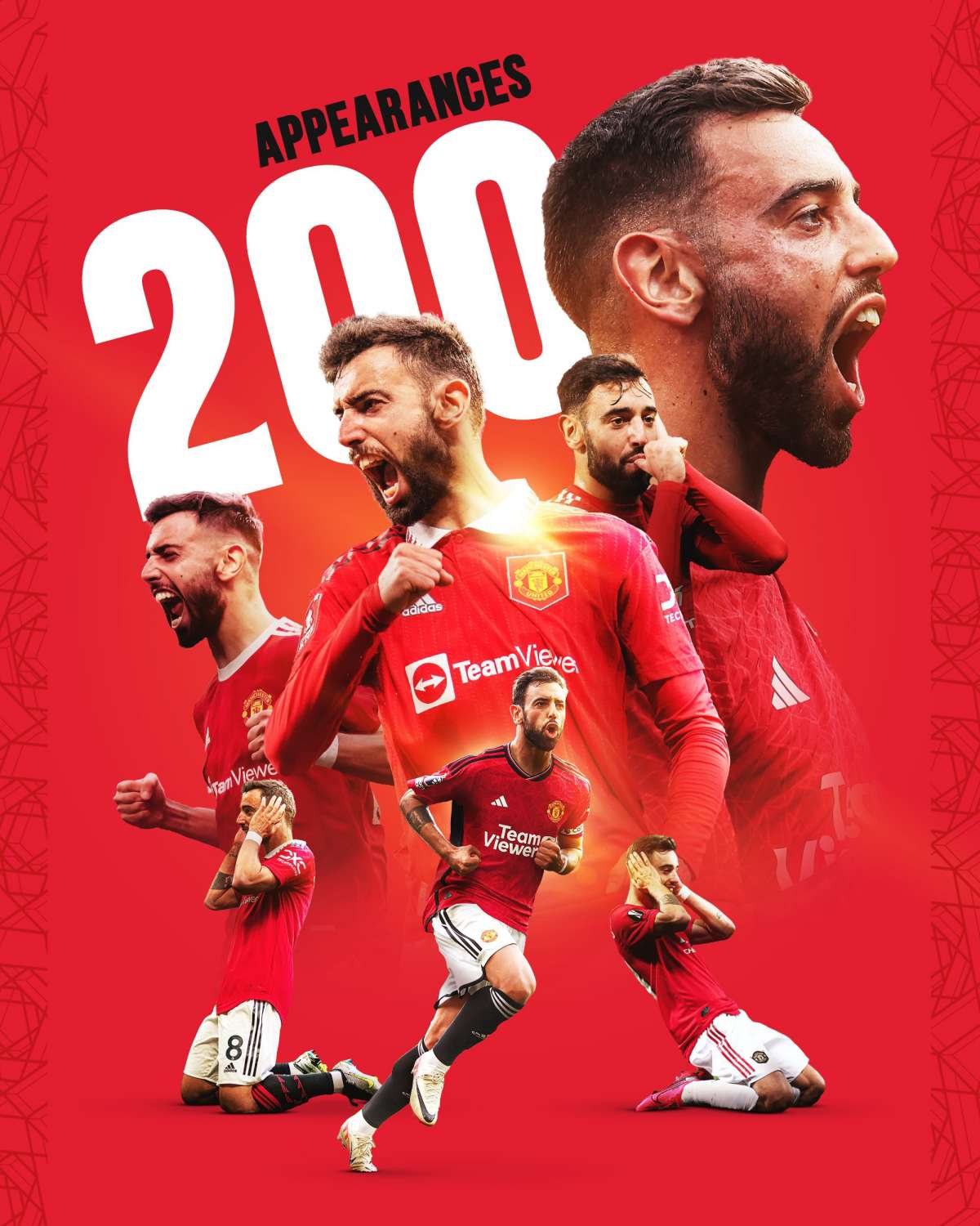 Tiền vệ người Bồ Đào Nha đánh dấu trận đấu thứ 200 trong màu áo The Red Devils. Ảnh: Manchester United