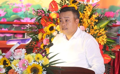 Chủ tịch UBND thành phố Trần Sỹ Thanh phát biểu tại ngày hội. Ảnh: Phạm Đông