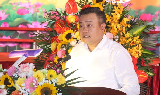 Chủ tịch UBND thành phố Trần Sỹ Thanh phát biểu tại ngày hội. Ảnh: Phạm Đông