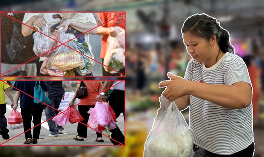 Hà Nội phấn đấu 60-70% các chợ truyền thống; 100% các siêu thị, trung tâm thương mại không sử dụng túi nilon khó phân hủy. Ảnh: Hải Danh