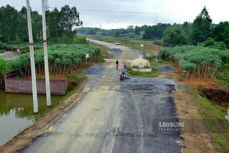 Ngôi mộ nằm chính giữa tuyến đường. Ảnh: Tô Công.