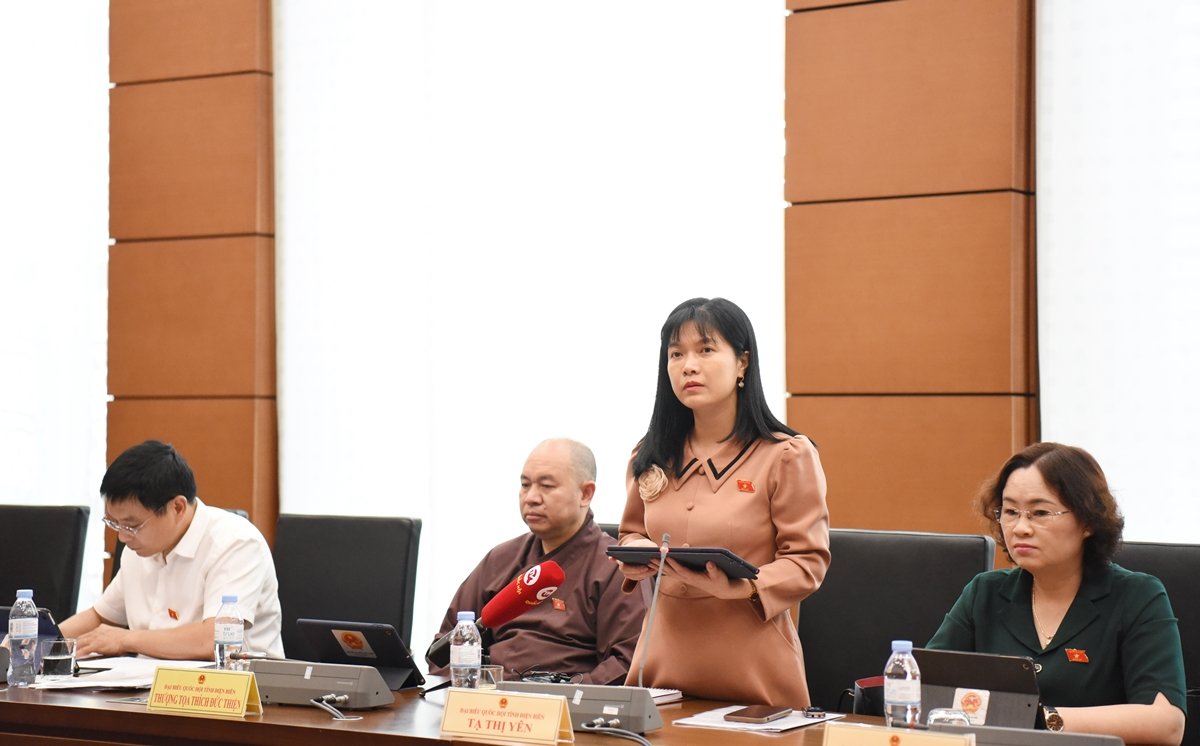 Đại biểu Quốc hội Tạ Thị Yên - Đoàn Điện Biên phát biểu tại thảo luận tổ. Ảnh: T.Vương