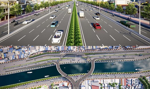 Phối cảnh dự án Vành đai 2 TPHCM và cầu đường Nguyễn Khoái.  Ảnh: Sở GTVT TPHCM