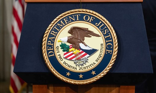Logo của Bộ Tư pháp Mỹ. Ảnh: DOJ