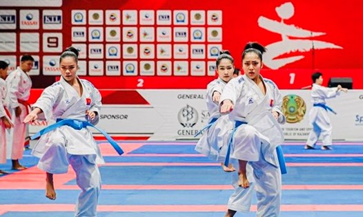 Vận động viên kata trẻ của Việt Nam tại giải karate thiếu niên, trẻ vô địch châu Á 2023 ở Kazakhstan. Ảnh: AKF