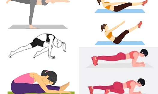 Bài tập yoga 5 phút giúp giảm mỡ bụng hiệu quả. Đồ họa: Thanh Thanh 