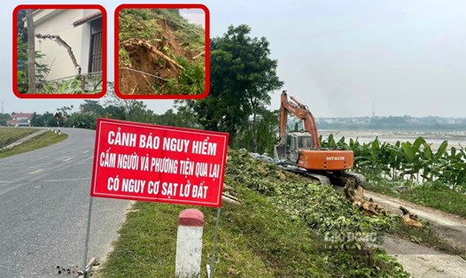 Việc xây dựng tuyến kè khẩn cấp bờ tả sông Thao bị sạt lở đã bắt đầu được triển khai. Ảnh: Tô Công.