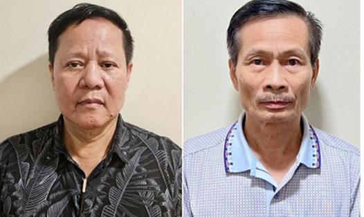 Bị can Đoàn Văn Huấn (trái) và Nguyễn Văn Chính bị khởi tố trước đó. Ảnh: Bộ Công an