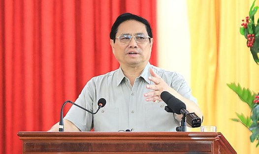 Thủ tướng Chính phủ Phạm Minh Chính phát biểu tại buổi tiếp xúc cử tri tại TP Cần Thơ. Ảnh: Trung Phạm