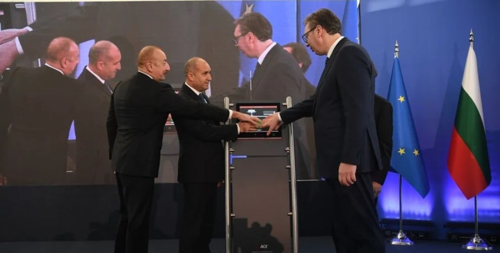 Lãnh đạo Serbia, Azerbaijan và Bulgaria tham dự lễ khai trương đường ống dẫn khí tại Nis, Serbia. Ảnh: Văn phòng Tổng thống Serbia
