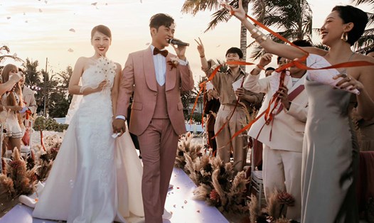 Lễ cưới của Puka - Gin Tuấn Kiệt tại một resort cạnh bờ biển Cam Ranh hồi tháng 11-2023 - Ảnh: Alma Resort