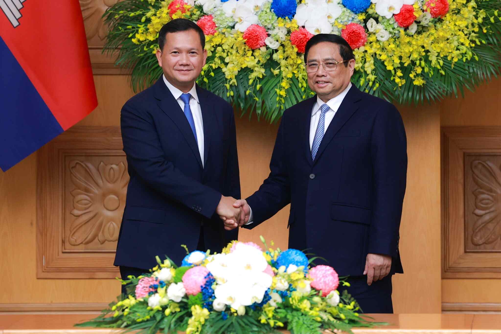 Chính phủ Phạm Minh Chính và Thủ tướng Vương quốc Campuchia Samdech Thipadei Hun Manet. Ảnh: Hải Nguyễn
