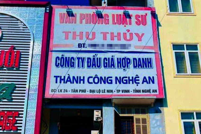 Trụ sở Văn phòng luật sư Thu Thủy của bà Lê Thị Thu Thủy. Ảnh: Đắc Lam