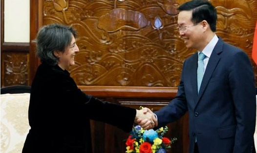Chủ tịch nước Võ Văn Thưởng tiếp Đại sứ Tây Ban Nha tại Việt Nam Pilar Méndez Jiménez. Ảnh: TTXVN
