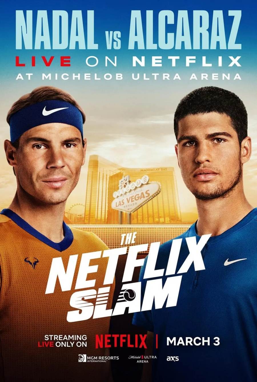 Poster của sự kiện vào tháng 3 năm sau giữa Nadal và Alcaraz. Ảnh: Netflix
