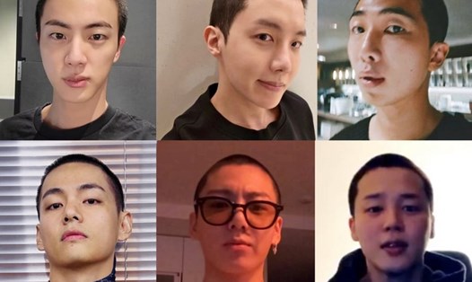 Hình ảnh 6 thành viên BTS trong kiểu tóc mới khi nhập ngũ. Ảnh: AllkPop.