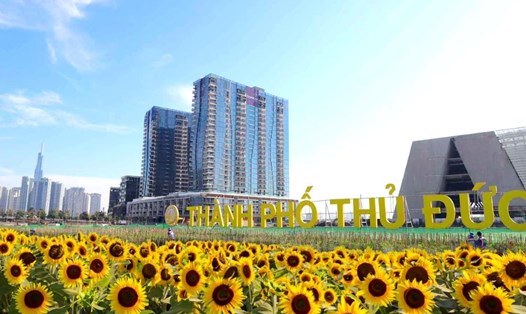 Mở màn Tuần lễ văn hóa nghệ thuật trải nghiệm TP Thủ Đức là sự kiện khánh thành Công viên hoa hướng dương. Ảnh: BTC