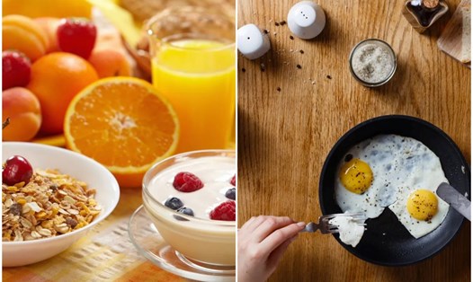 Thực phẩm ăn sáng giúp giảm cân và tăng cơ. Đồ họa: Thanh Thanh 