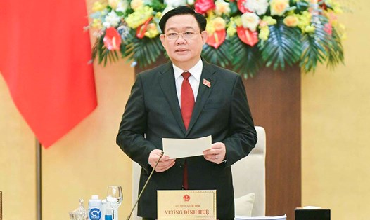 Chủ tịch Quốc hội Vương Đình Huệ phát biểu khai mạc phiên họp. Ảnh: Văn phòng Quốc hội