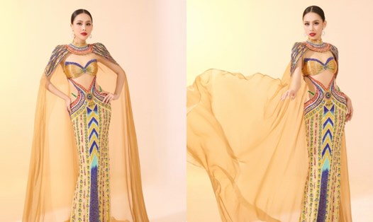 Ngọc Hằng tiết lộ váy cho chung kết Miss Intercontinental 2023. Ảnh: NSCC.