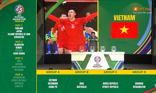 Tuyển futsal Việt Nam nằm ở bảng A vòng chung kết giải futsal châu Á 2024. Ảnh cắt từ video