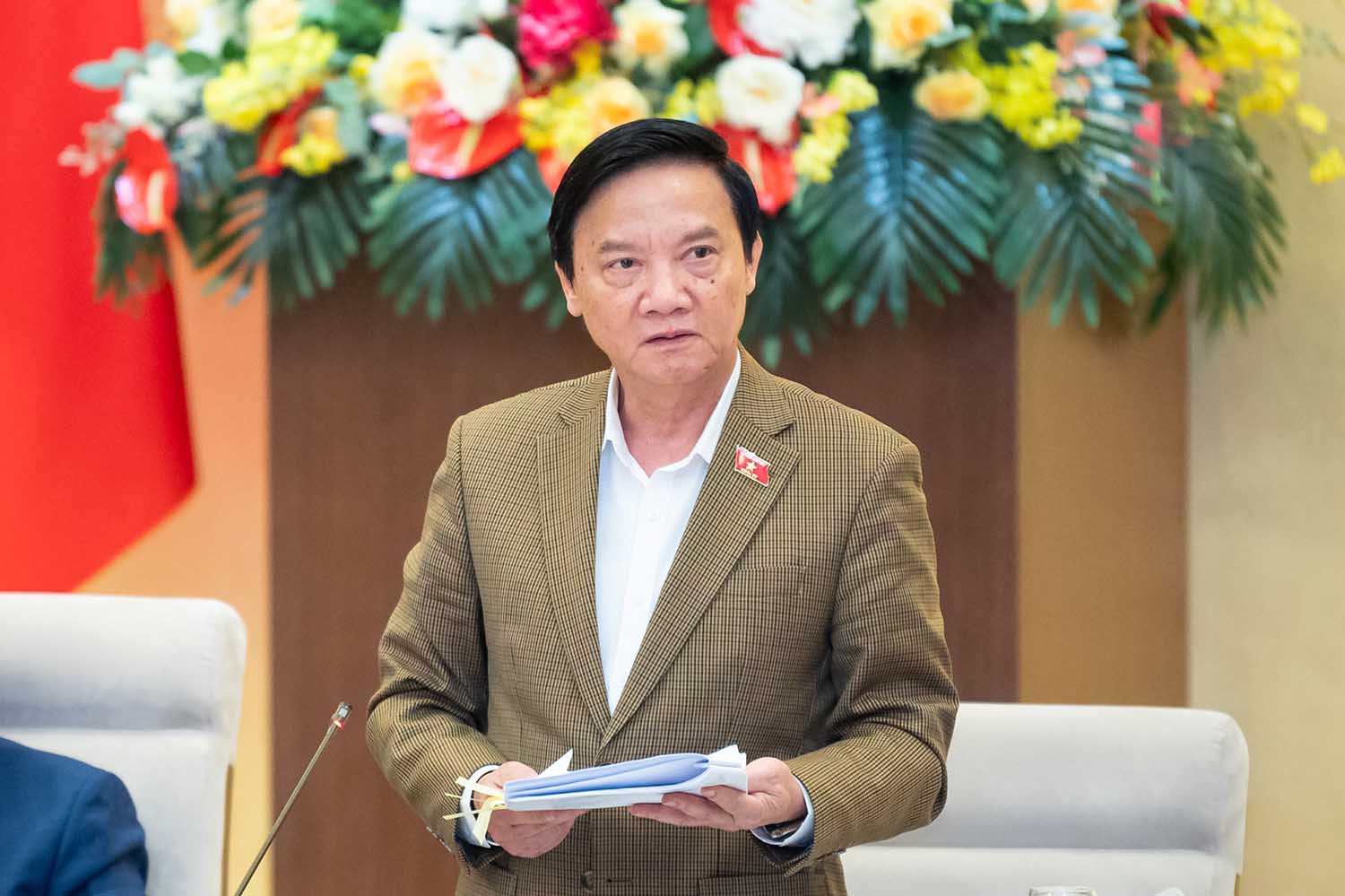 Phó Chủ tịch Quốc hội Nguyễn Khắc Định phát biểu. Ảnh: Phạm Thắng  