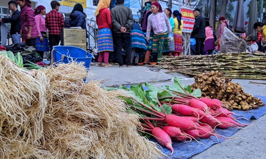 Chợ phiên Mèo Vạc luôn tấp nập khung cảnh người qua kẻ lại với những bộ trang phục rực rỡ sắc màu, hệt như một đóa hoa ngũ sắc nở rộ nơi cao nguyên đá Đồng Văn.