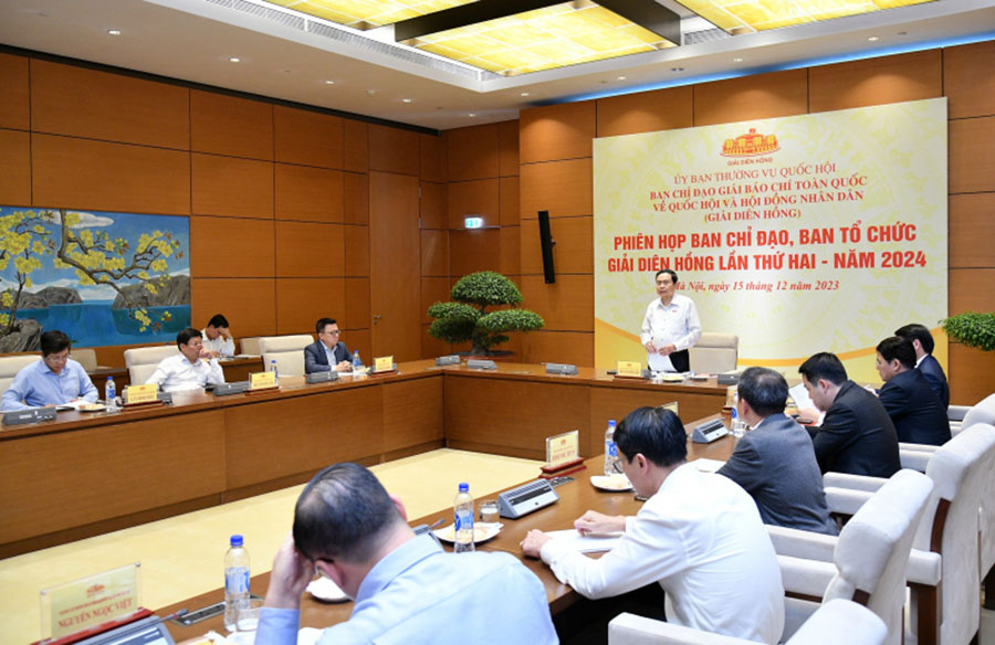 Phó Chủ tịch Thường trực Quốc hội Trần Thanh Mẫn chủ trì họp Ban Chỉ đạo, Ban Tổ chức Giải Diên Hồng lần thứ hai. Ảnh: Văn phòng Quốc hội