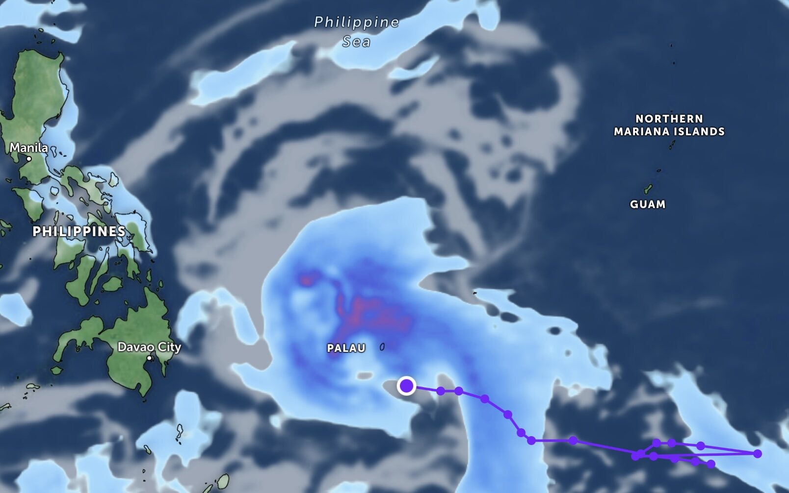 Vị trí áp thấp nhiệt đới mà Philippines đang theo dõi. Ảnh: Zoom Earth