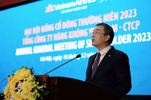 Ông Đặng Ngọc Hòa, Chủ tịch HĐQT Vietnam Airlines phát biểu. Ảnh: Vietnam Airlines