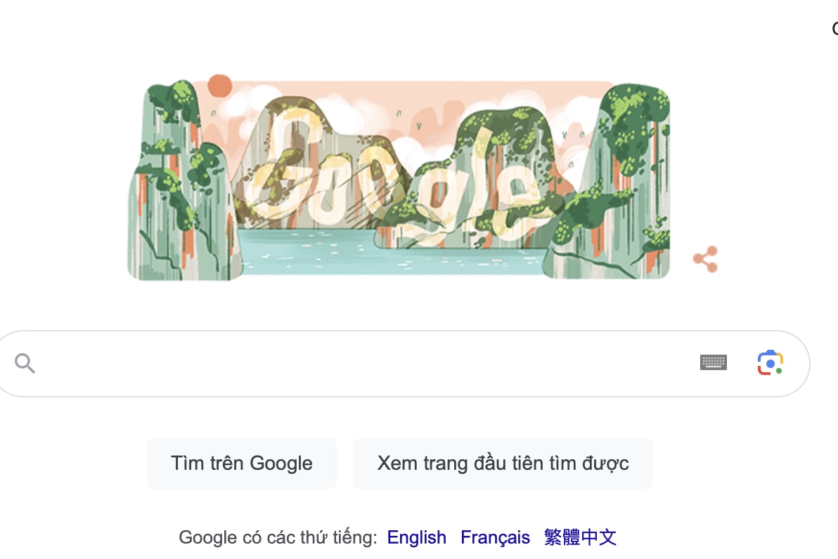 Google Doodle hôm nay tôn vinh Vịnh Hạ Long của Việt Nam. Ảnh: Google 
