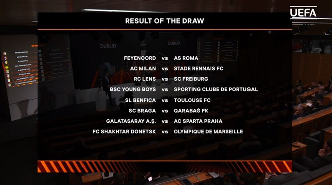 Kết quả bốc thăm play-off Europa League 2023-2024