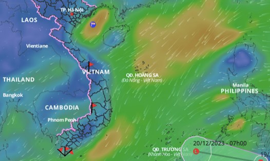 Vị trí và đường đi của áp thấp nhiệt đới. Ảnh: Hệ thống giám sát thiên tai Việt Nam. 