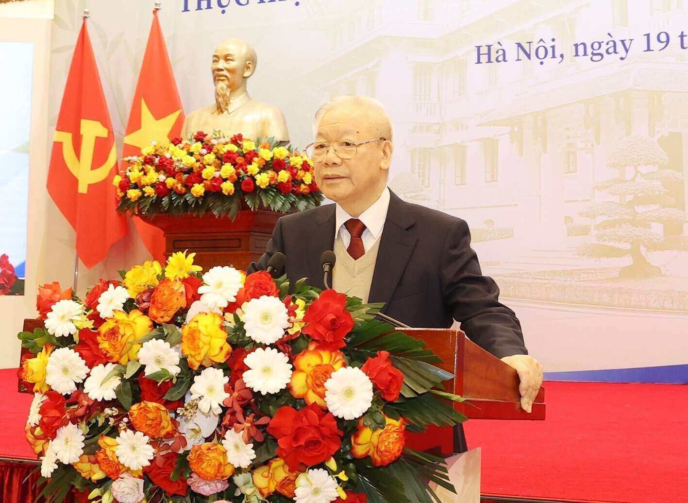 Tổng Bí thư Nguyễn Phú Trọng phát biểu chỉ đạo tại Hội nghị Ngoại giao lần thứ 32. Ảnh: TTXVN
