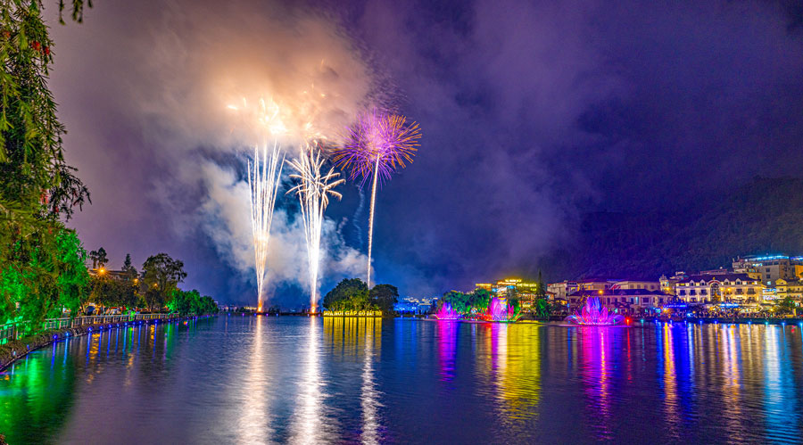 Hình ảnh bắn pháo hoa ở Sa Pa. Ảnh: BTC