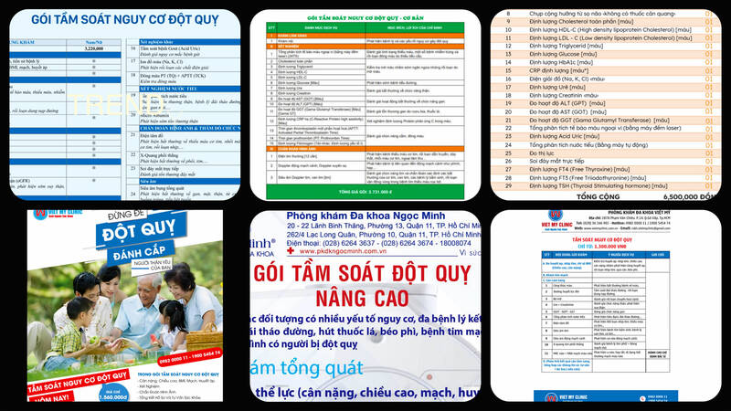 Loạt quảng cáo về dịch vụ tầm soát đột quỵ tại các cơ sở y tế tại Hà Nội. Ảnh: Nhóm PV