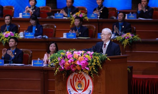Tổng Bí thư Nguyễn Phú Trọng chỉ đạo tại Đại hội XIII Công đoàn Việt Nam. 