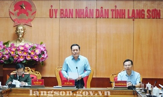 Ông Hồ Tiến Thiệu - Chủ tịch UBND tỉnh Lạng Sơn - phát biểu kết luận cuộc làm việc. Ảnh: Langson.gov.vn


