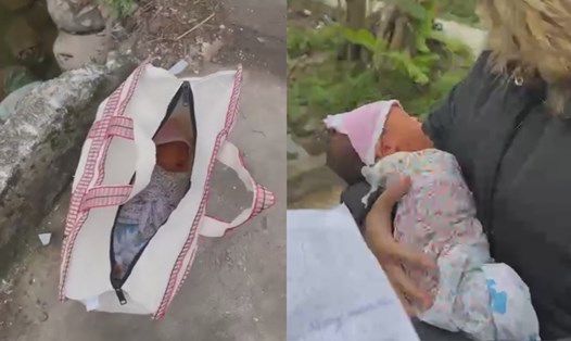 Bé sơ sinh bị bỏ rơi trong thời tiết lạnh giá ở Nam Định. Ảnh chụp màn hình