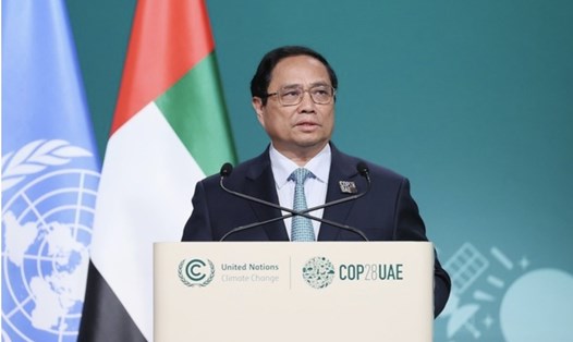 Thủ tướng Chính phủ Phạm Minh Chính phát biểu tại Hội nghị Thượng đỉnh Hành động Khí hậu Thế giới. Ảnh: TTXVN